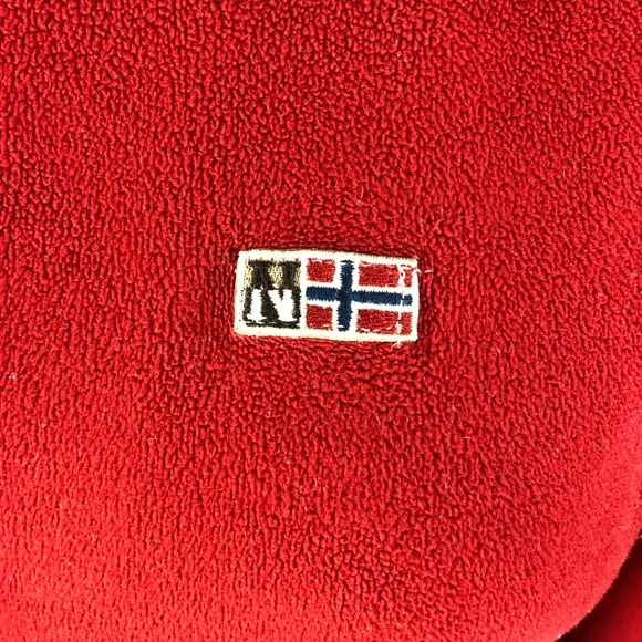 Napapijri Women's Full Zip Red Fleece Jacket w Elbow Patches and Pockets S - Picture 4 of 8